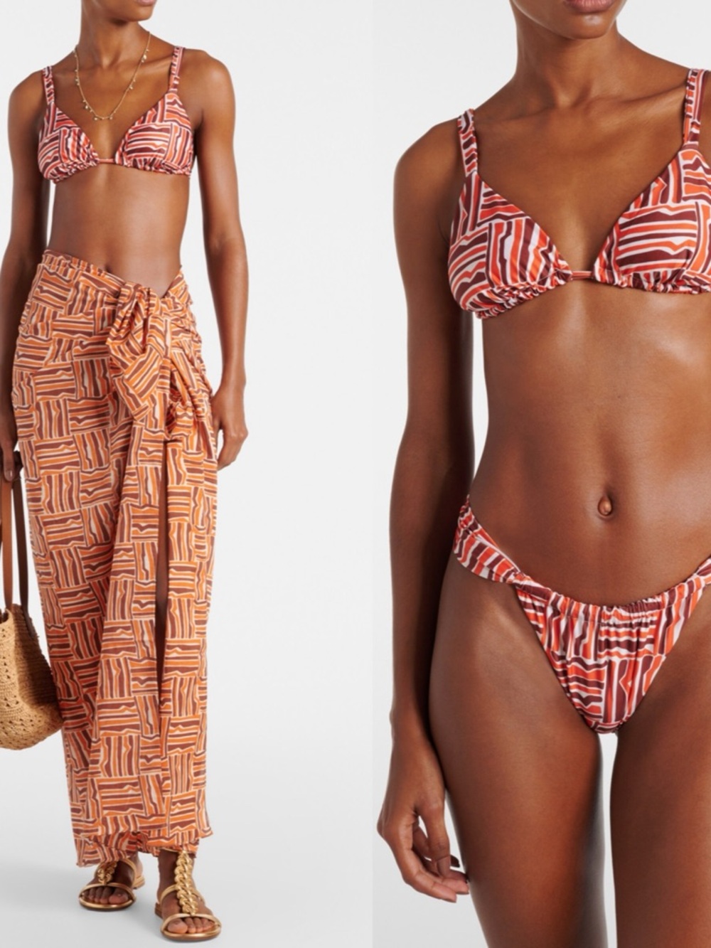 FAITHFUL BIKINI TOP AND BOTTOM WITH MATCHING COTTON SARONG COVER UP M